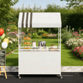 Portable Vendor Cart with Canopy, Outdoor Mobile Food Cart with Wheels, 75" Tall Street Display Stand,Farmers Markets Events, Vendor's Dessert Vending Stall