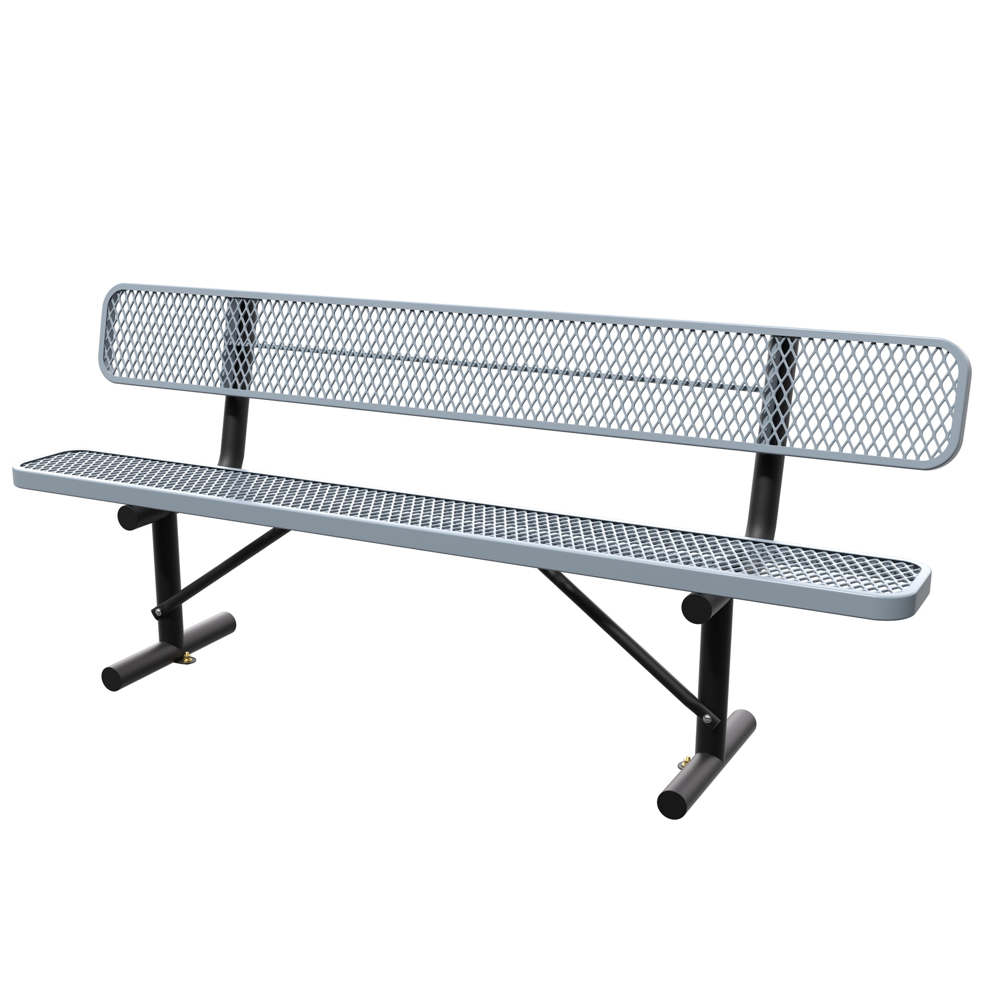 AwayHome Heavy Duty Mesh Metal Outdoor Park Bench with Backrest & Steel Frame