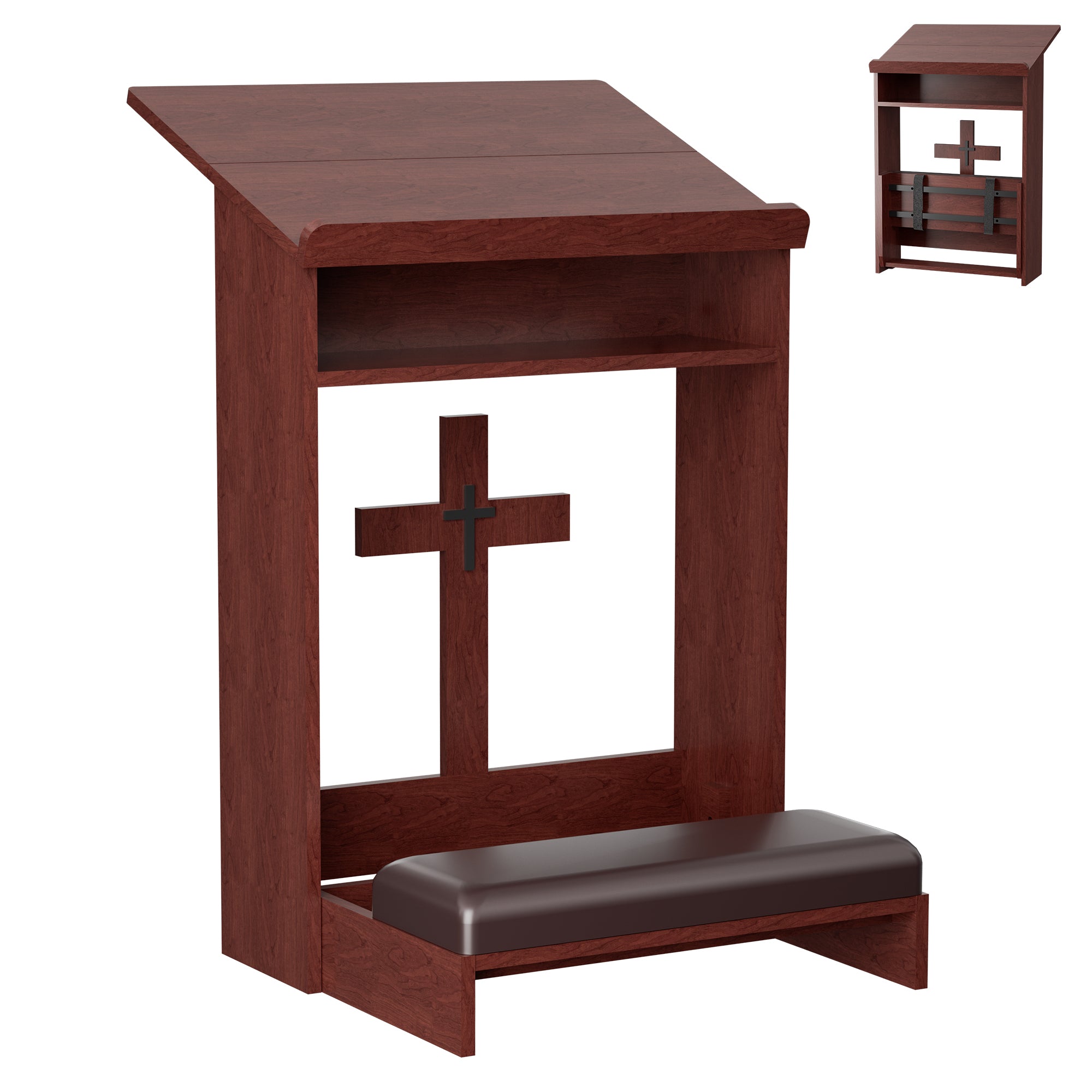 Haooyeah Foldable Kneeling Prayer Bench, Padded Kneeler, Tilted Tabletop, Storage Shelf, Reinforced Frame