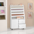 Haooyeah 6-Tier Nail Polish Storage Cabinet with RGB Light Drawers Mobile Organizer White