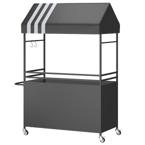 Choosilay Portable Vendor Cart with Canopy, Mobile Food Display Stand with Lockable Wheels, Mobile Food Carts for Sale, Portable Food Display Stand for Market, Street Food & Events (White/Balck)