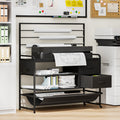 Haooyeah 3D Printer Stand with Power Outlet, Rolling Storage Cart with Drawers, Adjustable Roll Holder, Metal Shelves