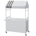 Choosilay Portable Vendor Cart with Canopy, Mobile Food Display Stand with Lockable Wheels, Mobile Food Carts for Sale, Portable Food Display Stand for Market, Street Food & Events (White/Balck)