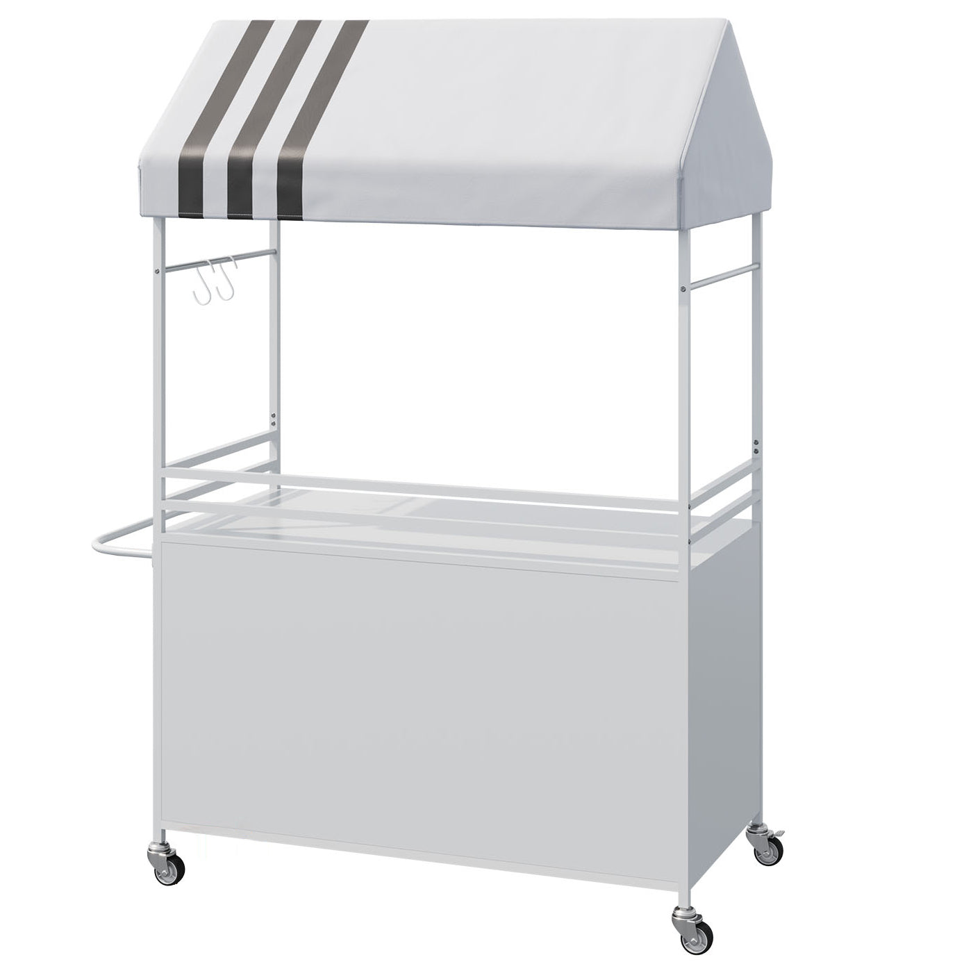 Choosilay Portable Vendor Cart with Canopy, Mobile Food Display Stand with Lockable Wheels, Mobile Food Carts for Sale, Portable Food Display Stand for Market, Street Food & Events (White/Balck)