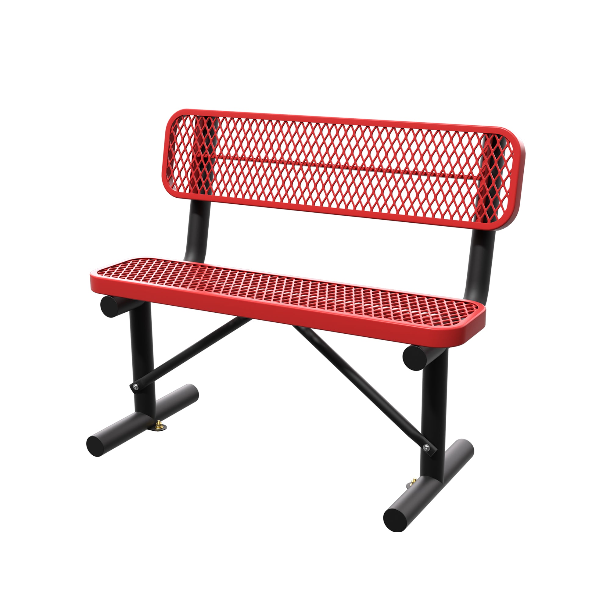 AwayHome Heavy Duty Mesh Metal Outdoor Park Bench with Backrest & Steel Frame