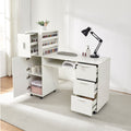 Haooyeah Manicure Table with 1 Shelf, 4 Drawers, 2 Cabinets, Rolling Nail Desk with Tabletop Organizer, Mobile Nail Tech Workstation