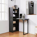 Haooyeah Foldable Desk with Bookshelf, 2-in-1 Space-Saving Computer Desk, Storage Shelves, Built-in Power Outlet, Easy-Fold Desk