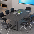 Haooyeah Conference Table 94.4" x 47.2", Large Meeting Desk, Flip-Top Cable Management Box, Double Reinforced Frame, Triangular Support Base, Adjustable Foot Pads