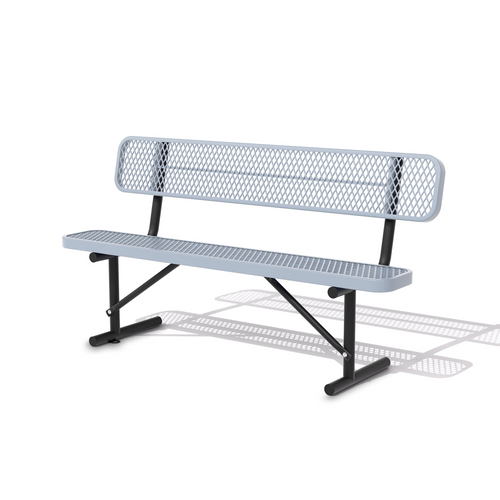 AwayHome Heavy Duty Mesh Metal Outdoor Park Bench with Backrest & Steel Frame