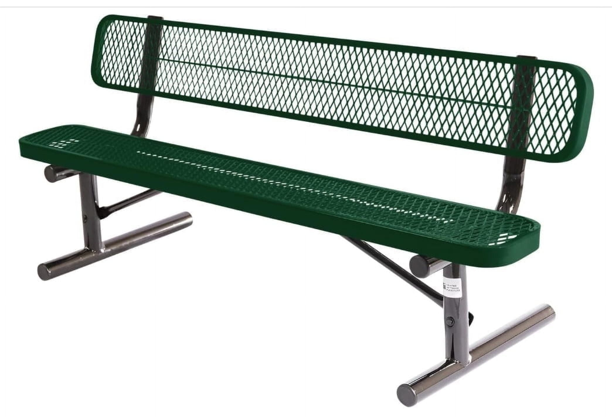 AwayHome Heavy Duty Mesh Metal Outdoor Park Bench with Backrest & Steel Frame