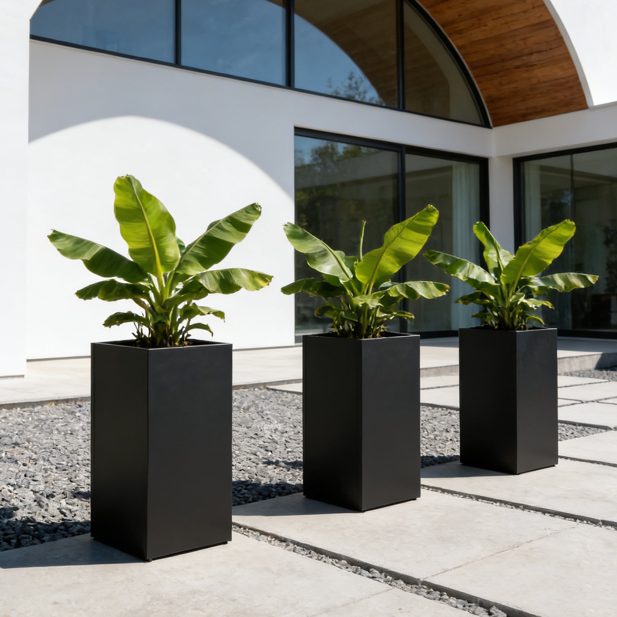 Set of 2 Tall Metal Planter Box for Outdoor Plants,14" L x 14" W x 30" H Heavy Duty Tall Outdoor Planter with Removable Insert Shelf for Porch, Patio, Backyard| Modern Décor|Built-in Drainage