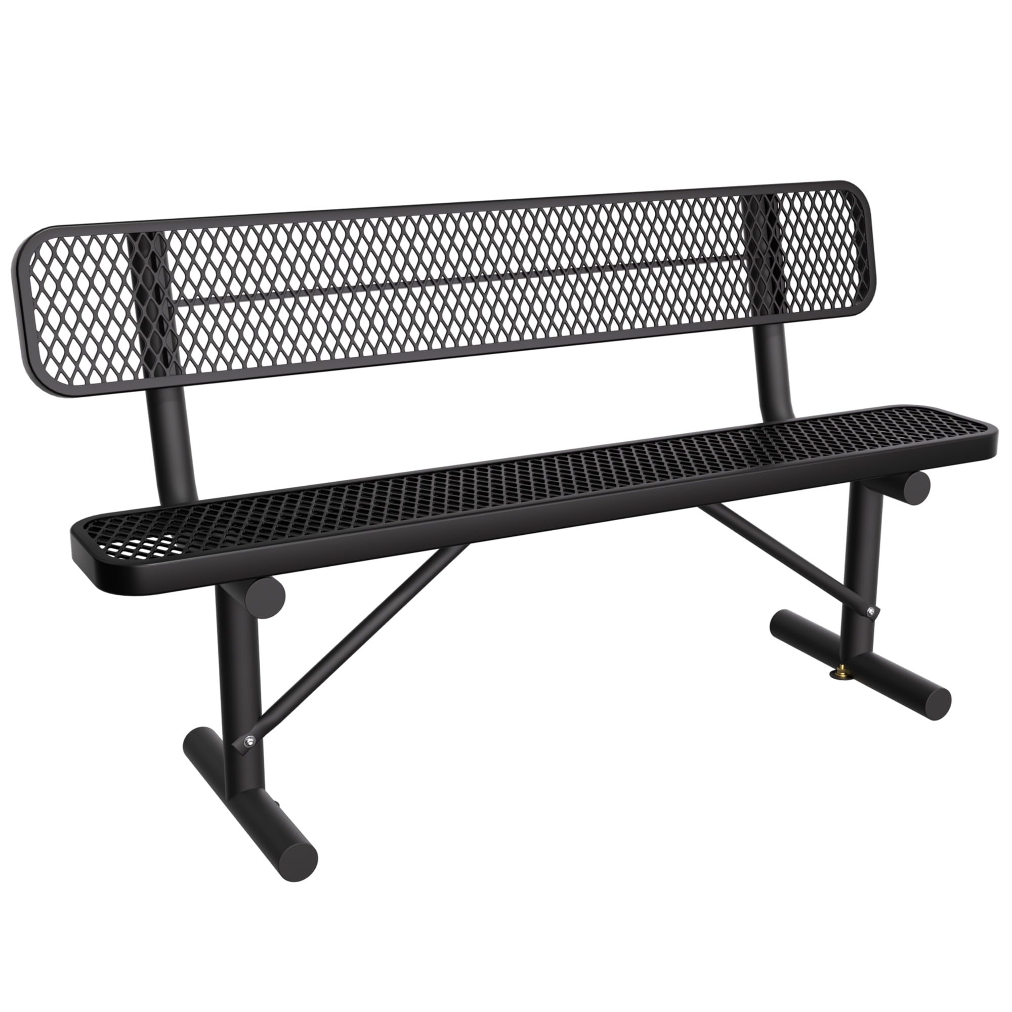 AwayHome Heavy Duty Mesh Metal Outdoor Park Bench with Backrest & Steel Frame
