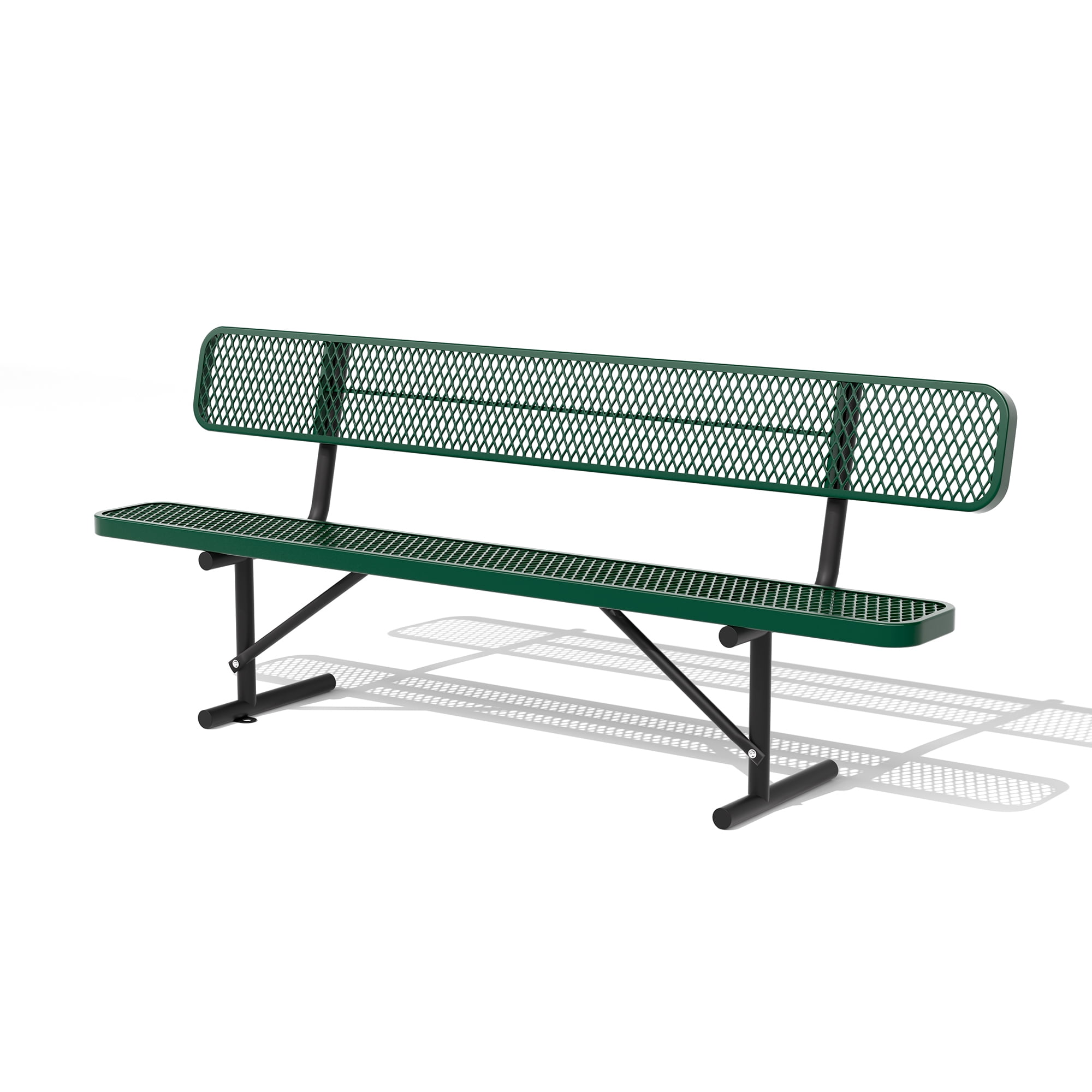 AwayHome Heavy Duty Mesh Metal Outdoor Park Bench with Backrest & Steel Frame