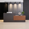 Haooyeah Reception Desk with Counter, Modern Desk with Lockable Drawer & Shelves