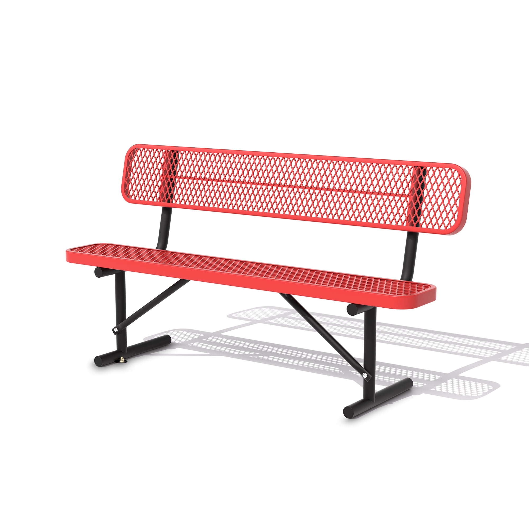 AwayHome Heavy Duty Mesh Metal Outdoor Park Bench with Backrest & Steel Frame