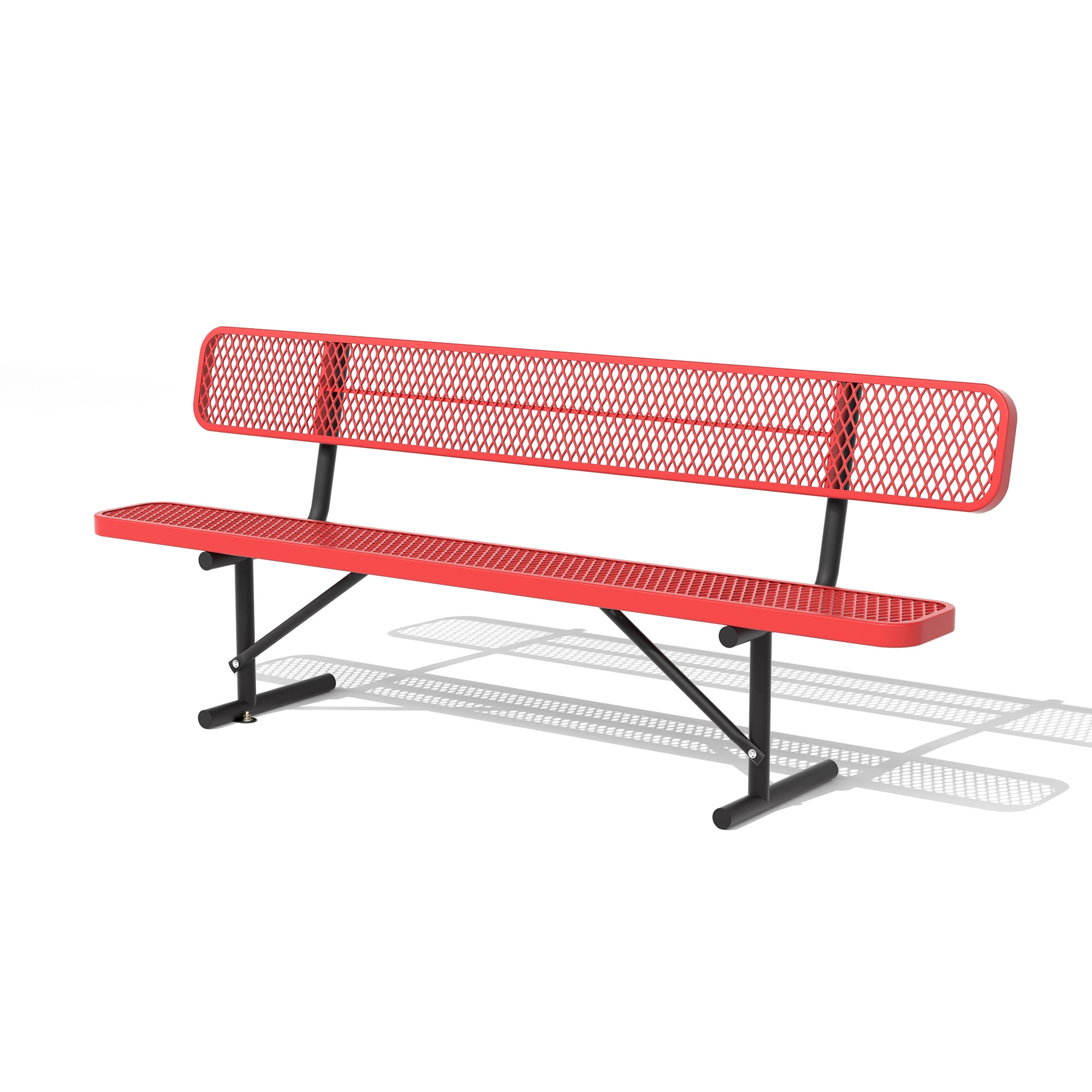 AwayHome Heavy Duty Mesh Metal Outdoor Park Bench with Backrest & Steel Frame