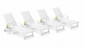 Pool Lounge Chairs Set of 4, 6.3ft Full-Length Patio Pool Lounge Chairs,5-Position Adjustable Backrest (Flat Recline),HIPS All-Weather for Beach,White