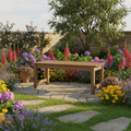AwayHome 44"Weatherproof HIPS Outdoor Bench for 2-Person, Never Rot or Fade, Park Bench with Wood Grains