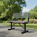 AwayHome Heavy Duty Mesh Metal Outdoor Park Bench with Backrest & Steel Frame