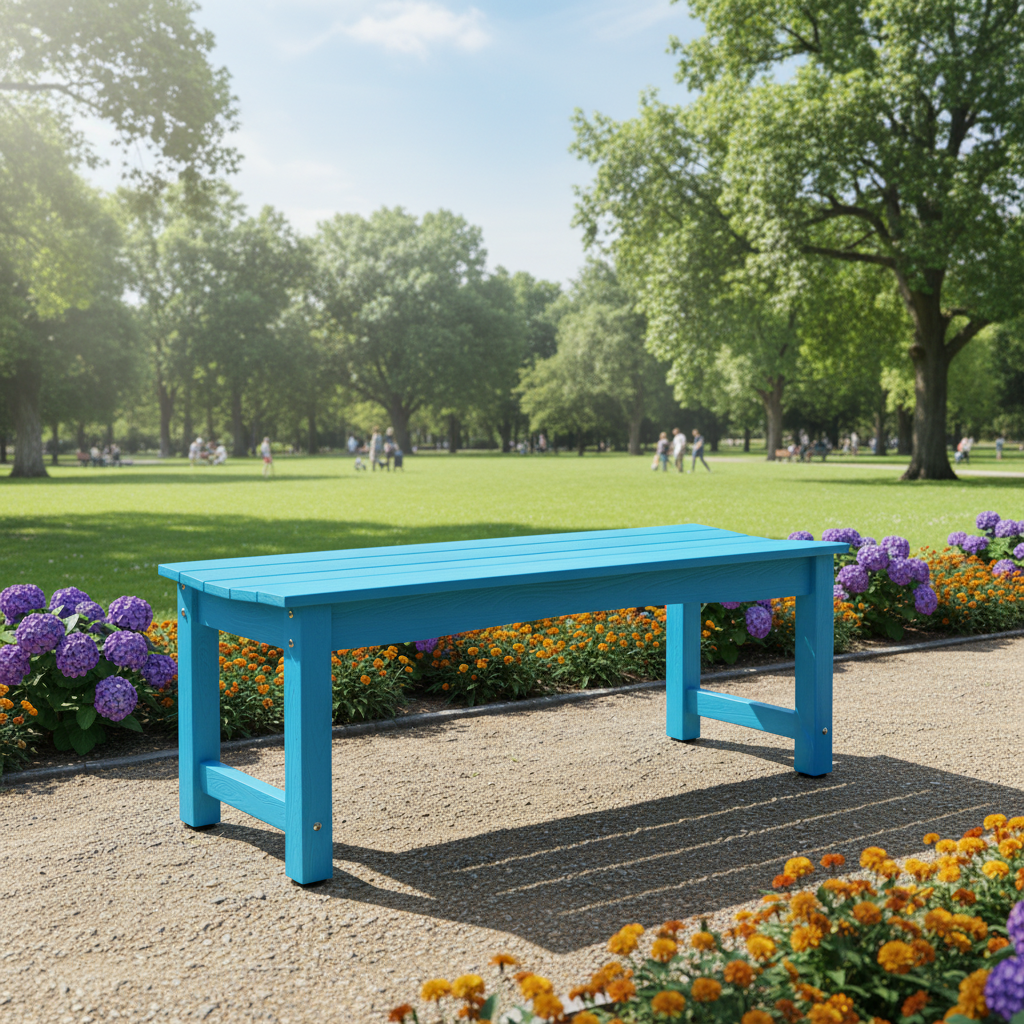 AwayHome 44"Weatherproof HIPS Outdoor Bench for 2-Person, Never Rot or Fade, Park Bench with Wood Grains