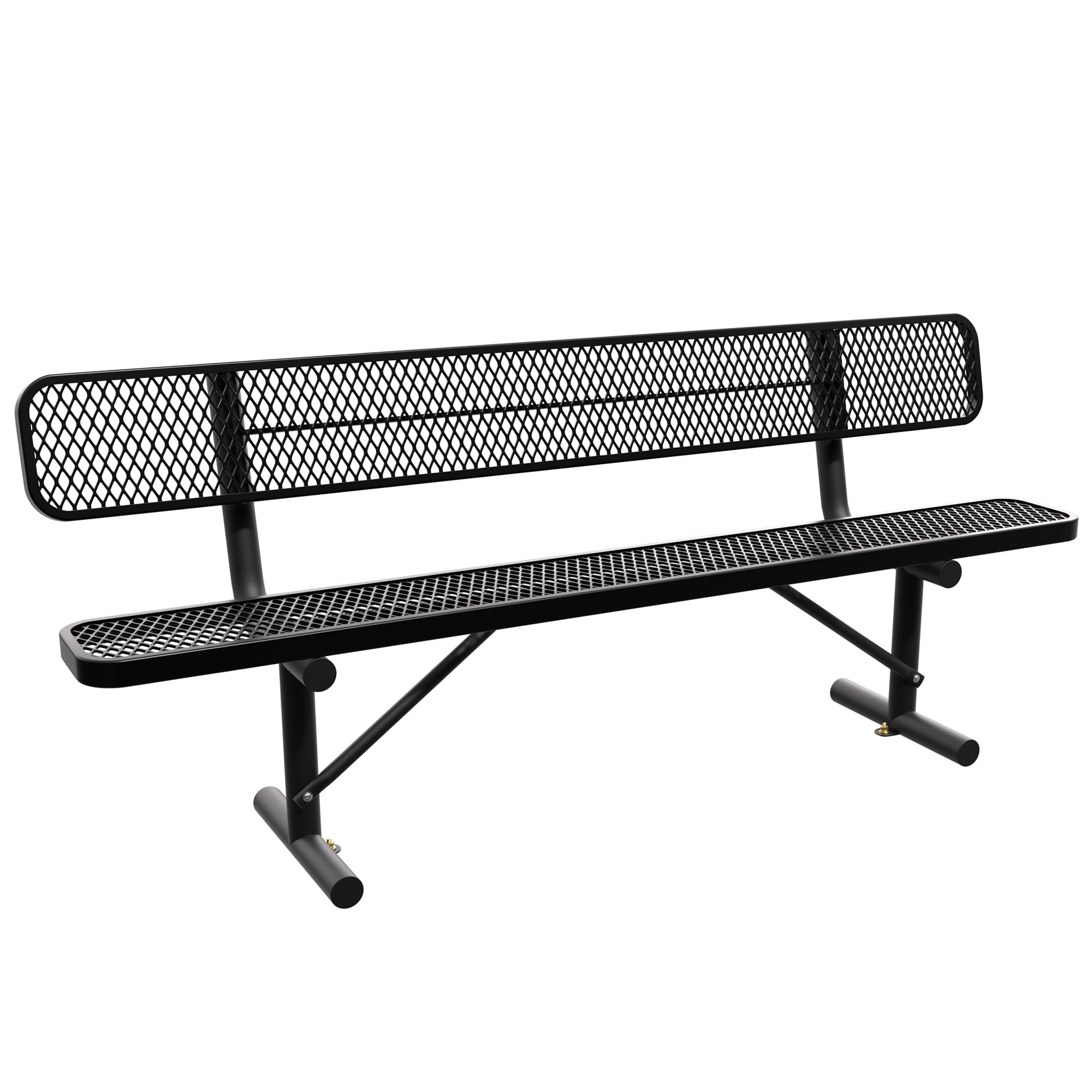 AwayHome Heavy Duty Mesh Metal Outdoor Park Bench with Backrest & Steel Frame