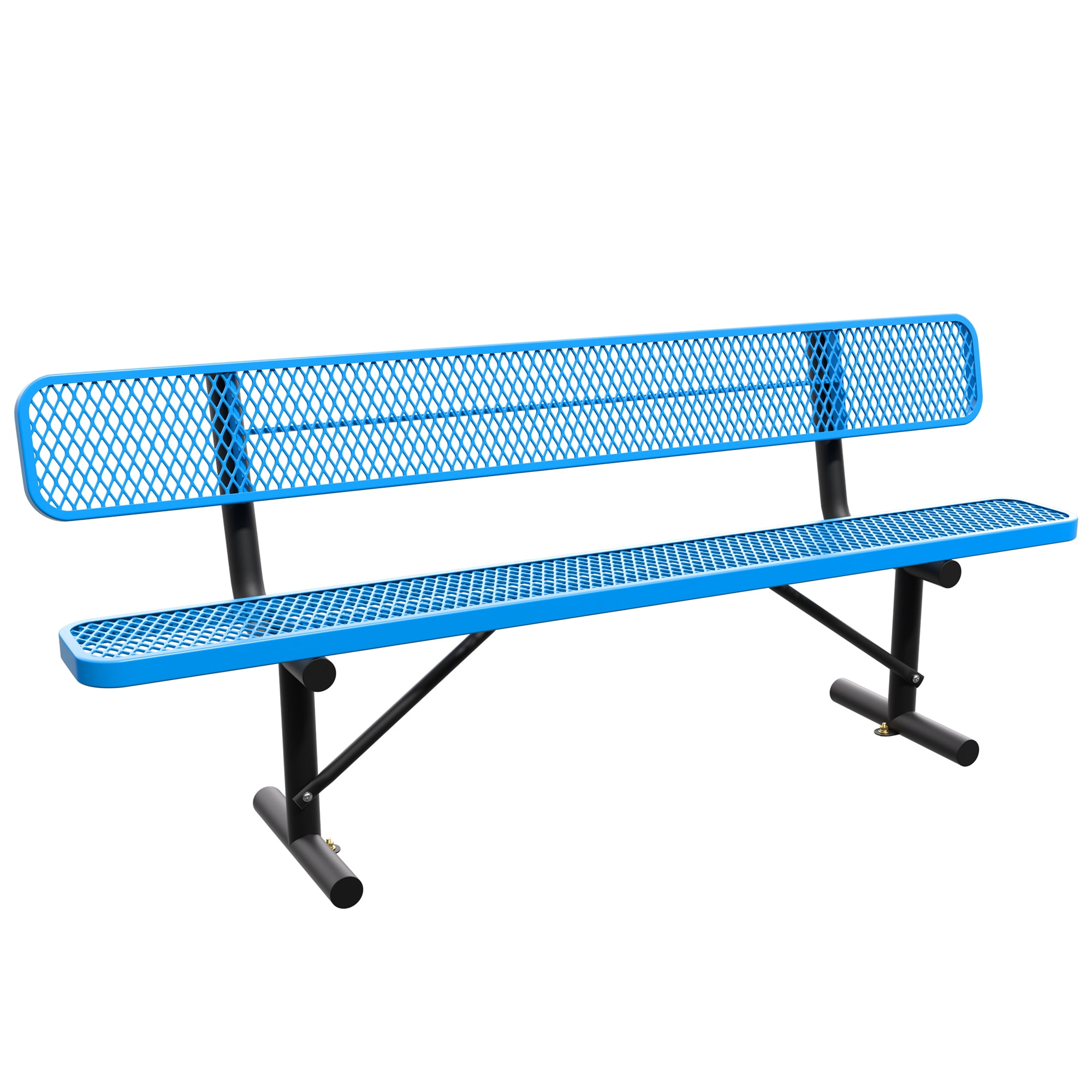 AwayHome Heavy Duty Mesh Metal Outdoor Park Bench with Backrest & Steel Frame
