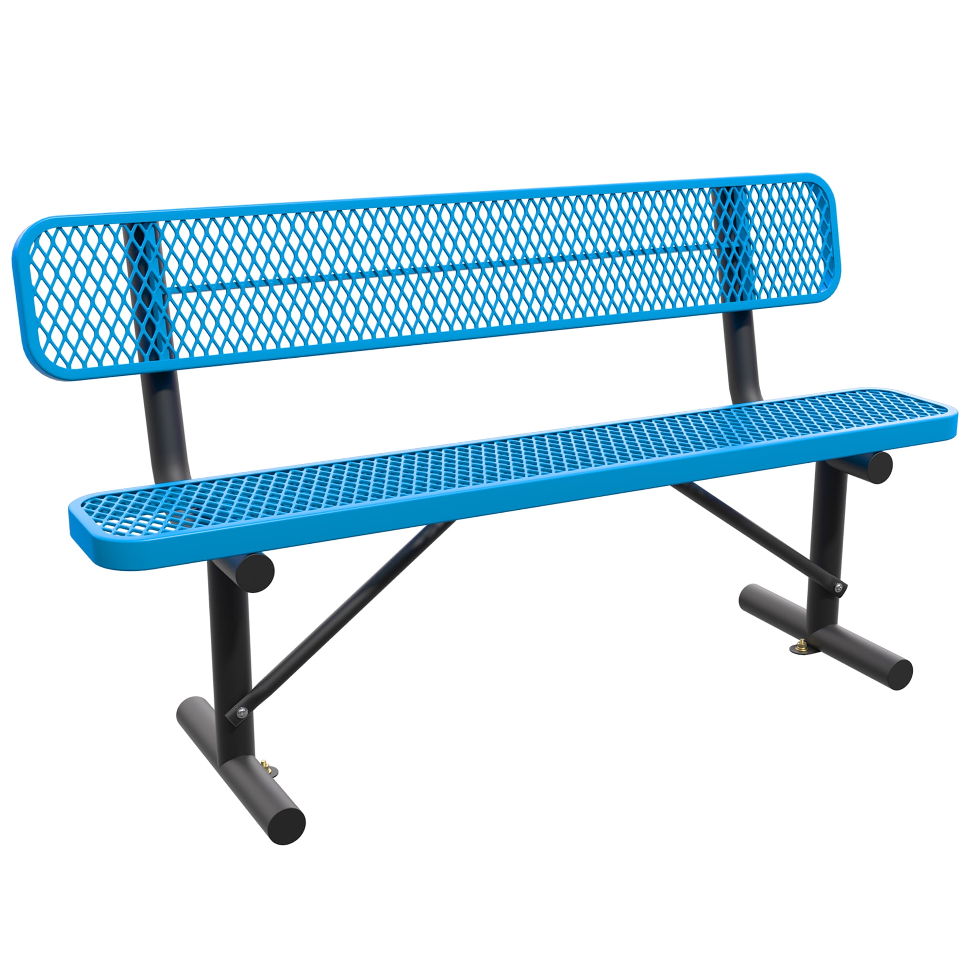 AwayHome Heavy Duty Mesh Metal Outdoor Park Bench with Backrest & Steel Frame